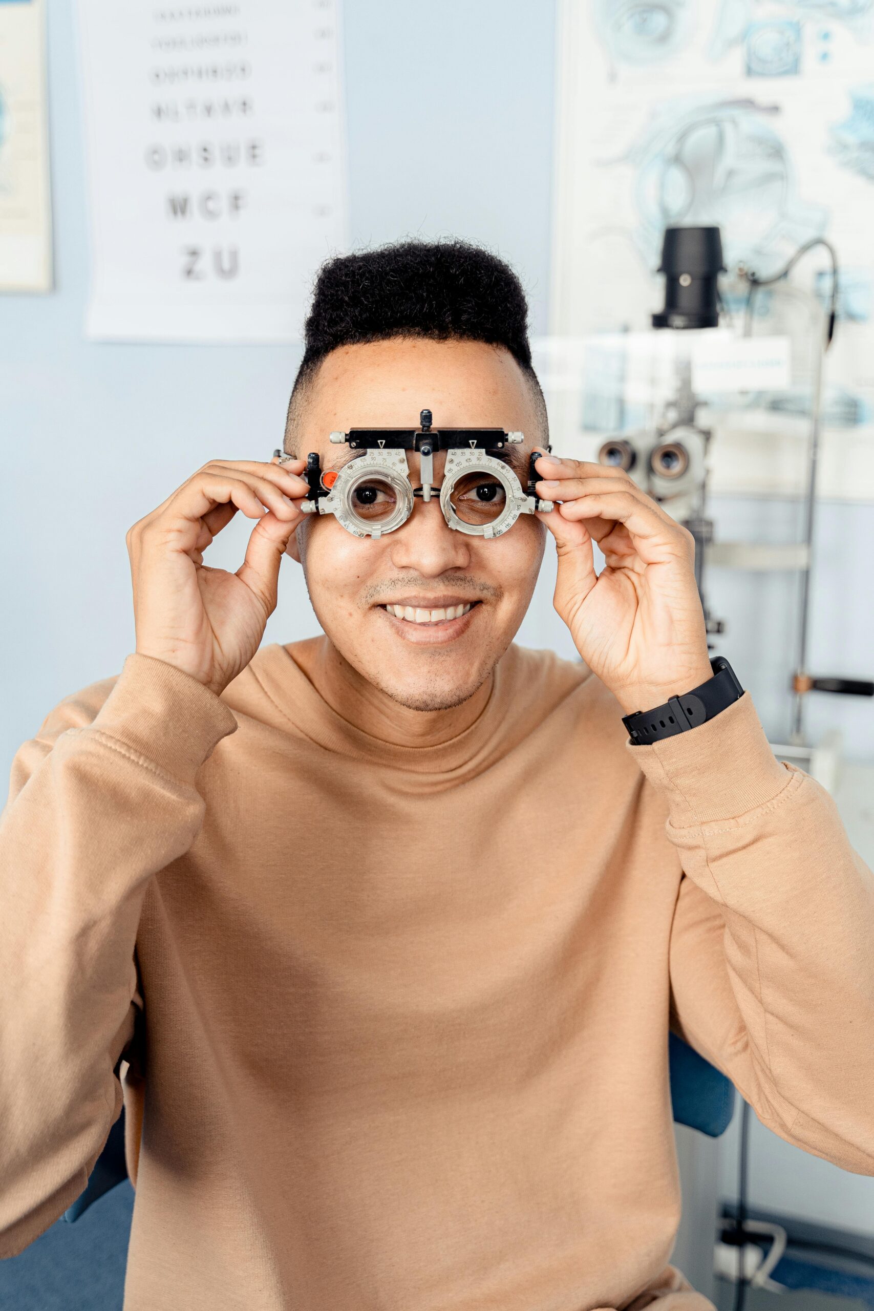 A Man Wearing a Trial Frame scaled - Vision Source Mandan