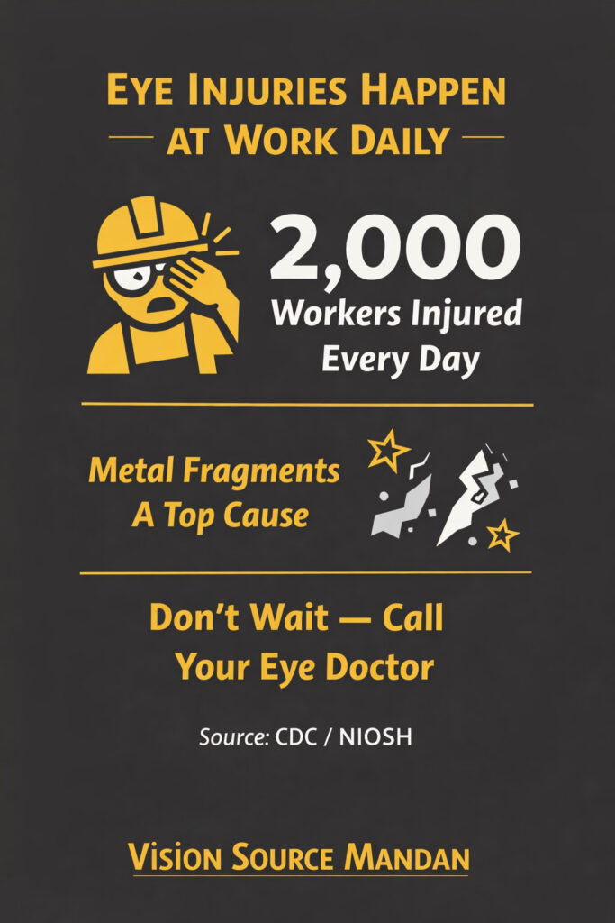 Eye injuries in the workplace infographic - Vision Source Mandan